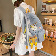 Pink School Backpack for Girls Women Shoulder Bags Travel Backpack