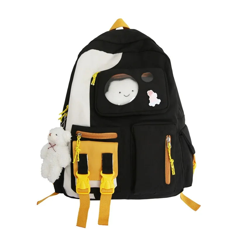 Pink School Backpack for Girls Women Shoulder Bags Travel Backpack