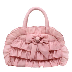 Girls Lace Cloth Handbag Princess Solid Color Bag