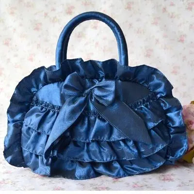 Girls Lace Cloth Handbag Princess Solid Color Bag