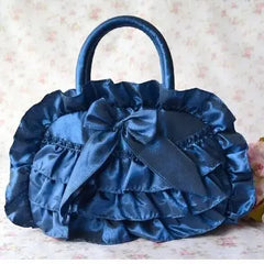 Girls Lace Cloth Handbag Princess Solid Color Bag