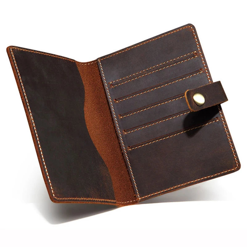Genuine Leather Passport Cover Crazy Horse Cow Leather Travel Passport Holder