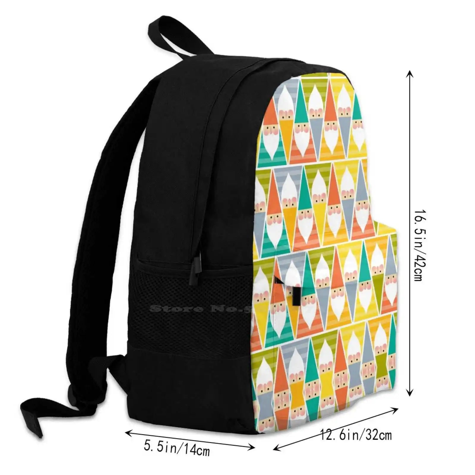 Gnomes Schoolbag Backpack Pattern Seamless Gnome Background Scandinavian Set