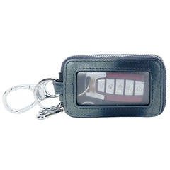Goatskin Woven Car Key Purse Leather Key Holder Zippered Key Wallet