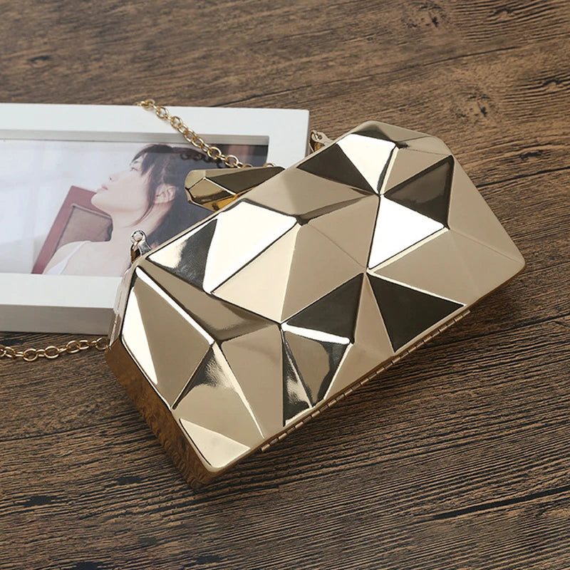 Geometric Evening Bag Clutch Elegent Chain Handbag for Party