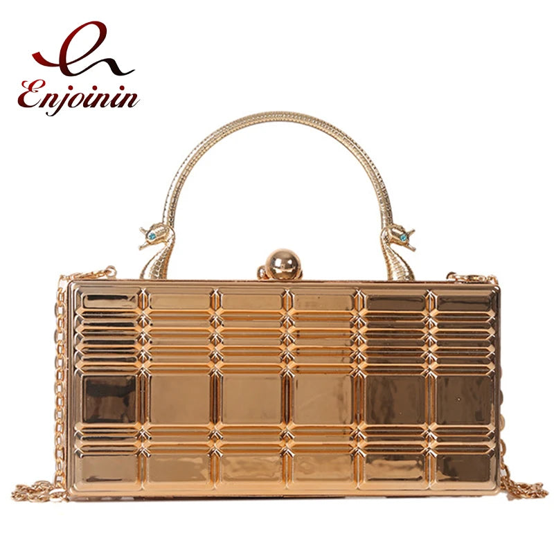 Metal Handle Box Party Clutch Wedding Evening Bag