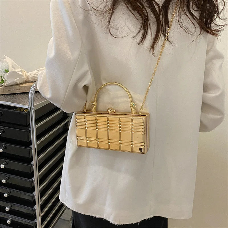 Metal Handle Box Party Clutch Wedding Evening Bag