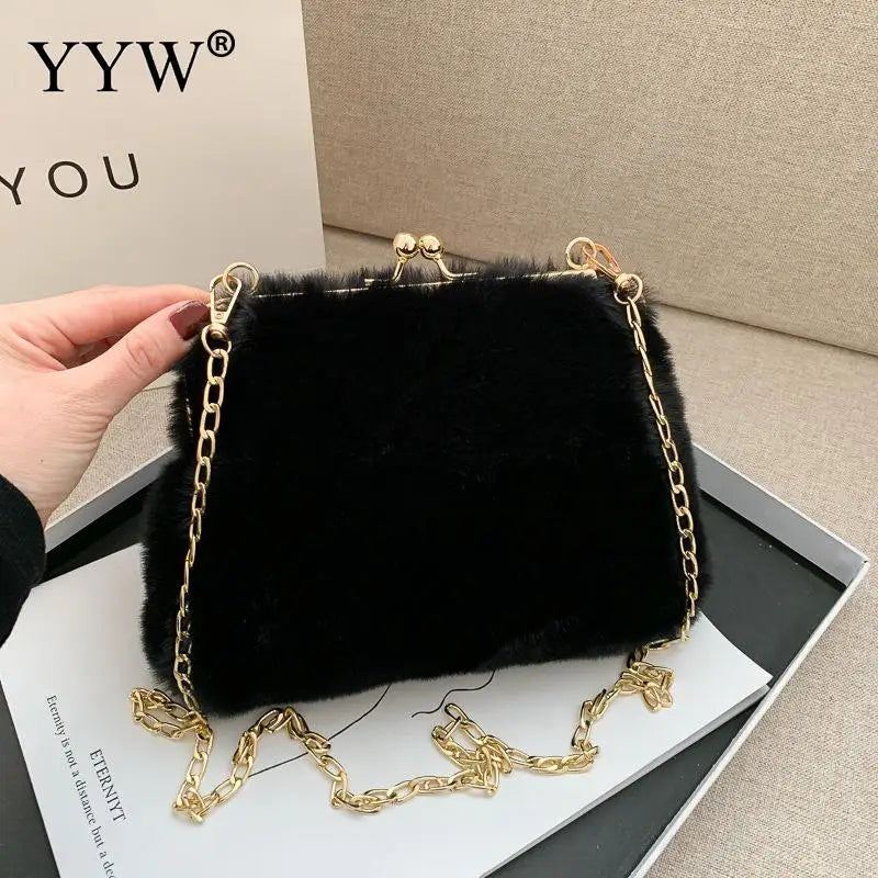 Furry Women Shoulder Bag Crossbody Messenger Soft Plush Handbag