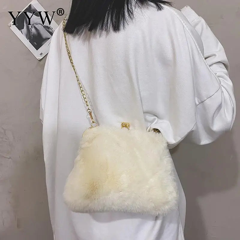 Furry Women Shoulder Bag Crossbody Messenger Soft Plush Handbag