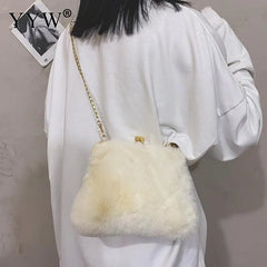 Furry Women Shoulder Bag Crossbody Messenger Soft Plush Handbag