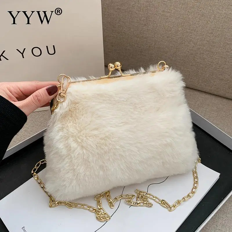 Furry Women Shoulder Bag Crossbody Messenger Soft Plush Handbag