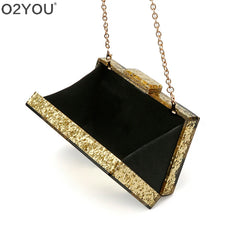Glitter Striped Patchwork Acrylic Clutch Bag