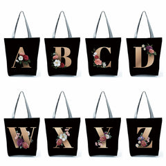 Floral Print Shopping Bag Ladies Handbag Harajuku Style Eco Tote Bag