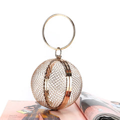 Metal Clutch Bag Handbags Women Bags Round Mini Hollow Purse Ladies Hand Bag Pro