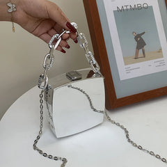 Silver PVC Evening Clutch Bag Crossbody Shoulder Bags Mini Purses