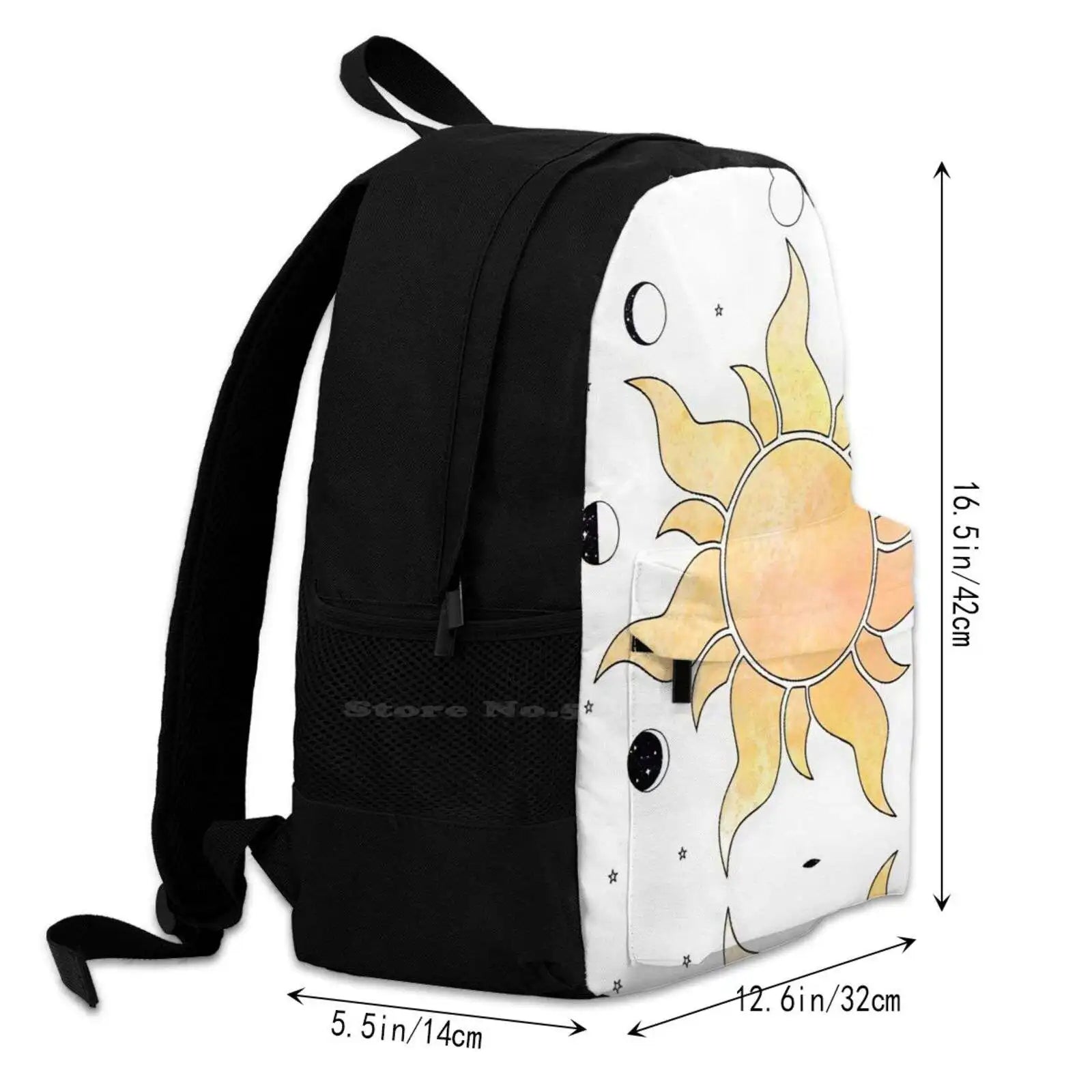 Tangled Sun Moon Stars School Bag Big Capacity Backpack Laptop 15 Inch