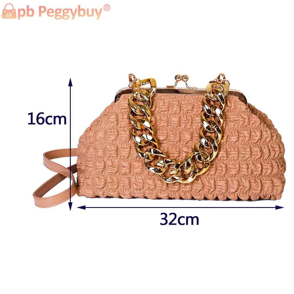 Thick Chain Messenger Bag Plaid Clutch Bag Casual Soft Hasp for Evening