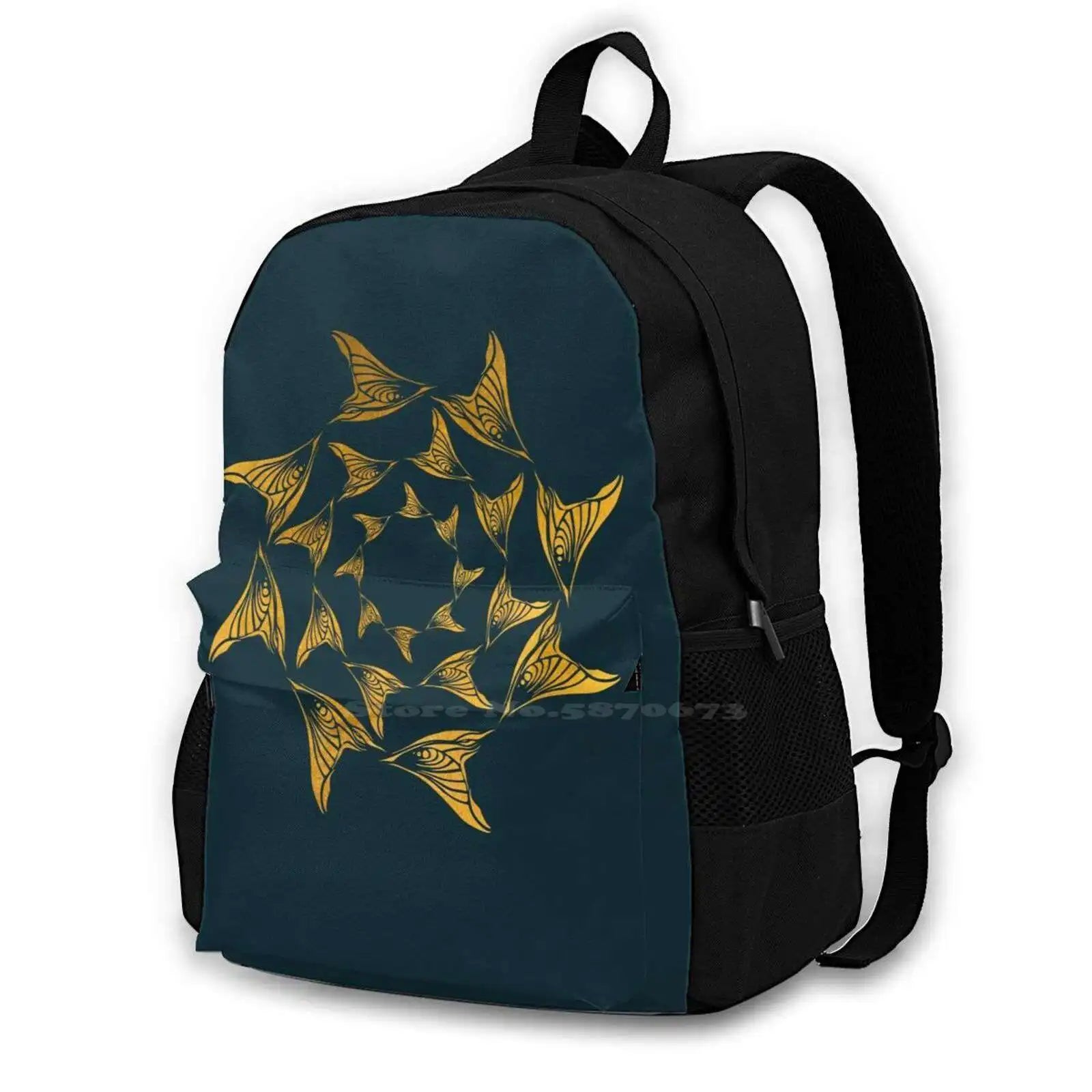 Tribal Shell Circle Backpack Dark Green Ethnic