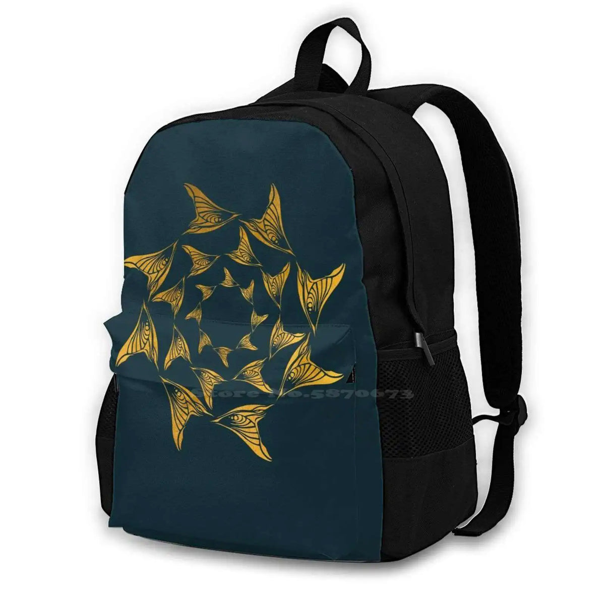 Tribal Shell Circle Backpack Dark Green Ethnic