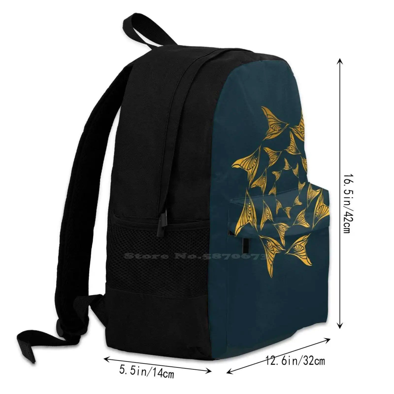 Tribal Shell Circle Backpack Dark Green Ethnic