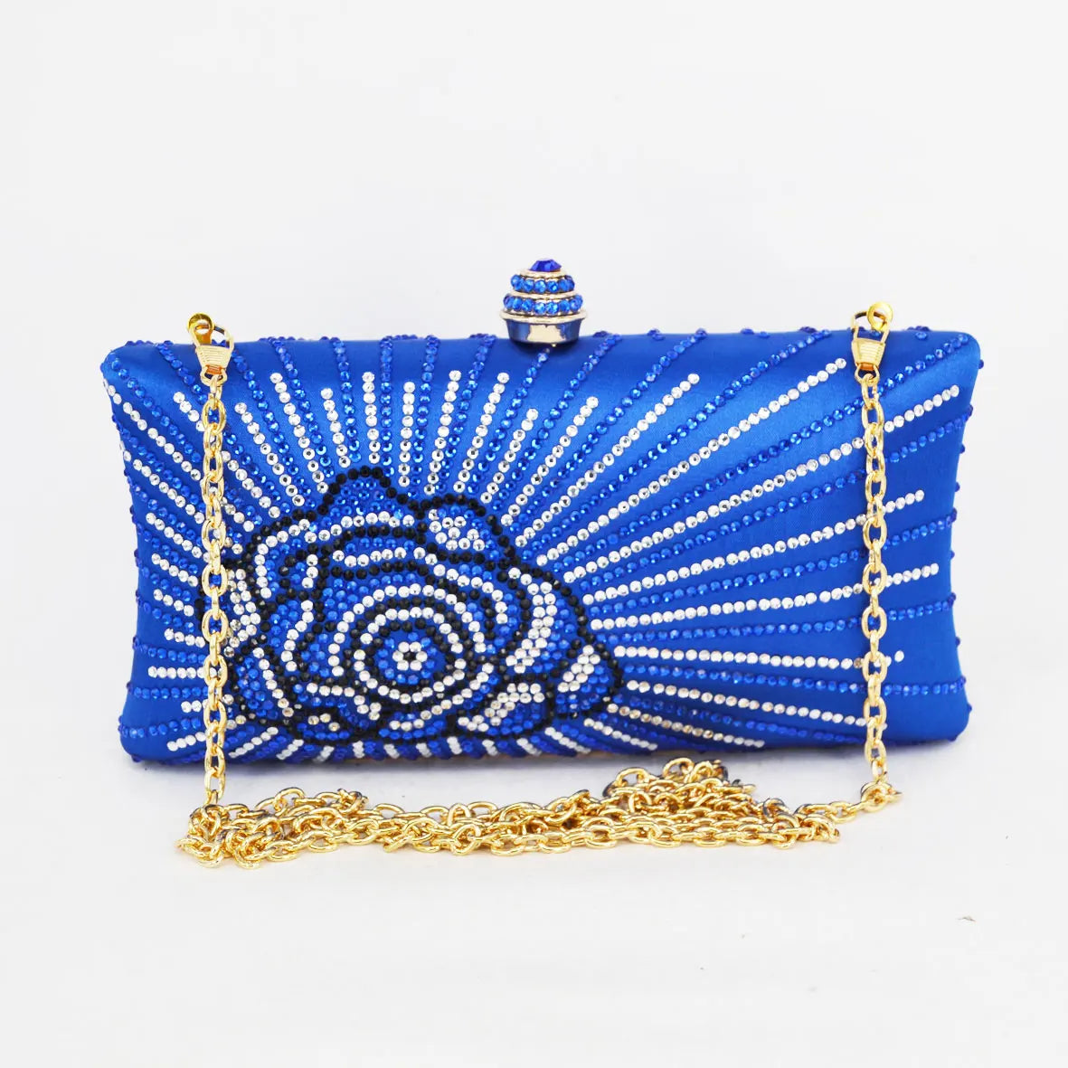 Golden Crystal Clutch Evening Bag - Wedding Bride Clutches Shine