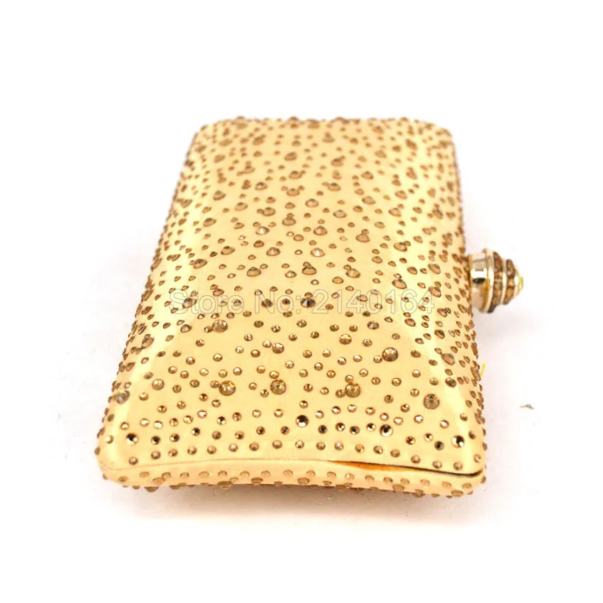 Golden Crystal Clutch Evening Bag - Wedding Bride Clutches Shine