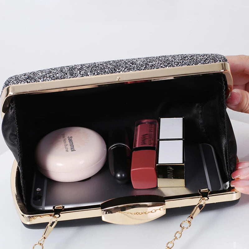 Golden Purse Clutches Sequin Cross Body Bag Party Handbag