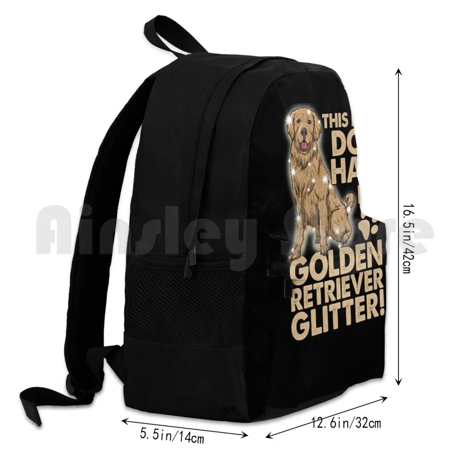 Golden Retriever Dog Glitter Outdoor Hiking Backpack