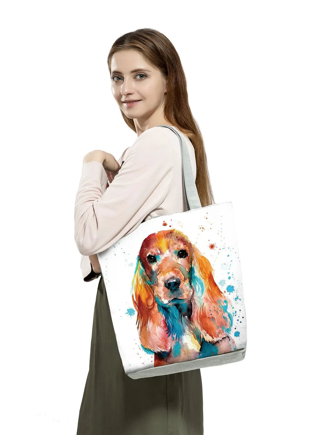 Golden Retriever Oil Painting Dog Print Shopping Bags for Groceries