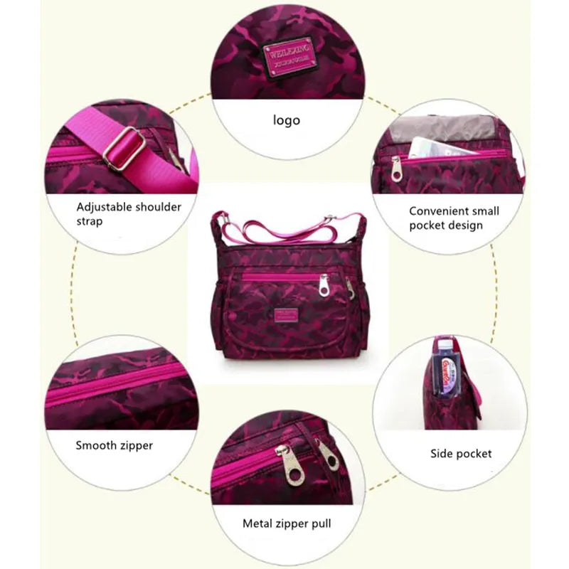 Women Shoulder Bag Ladies Nylon Messenger Waterproof High Capacity Bags