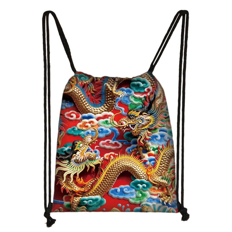 Gothic Dragon Backpack Harajuku Style Drawstring Bag