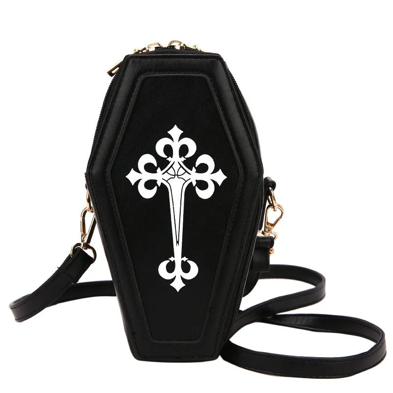 Gothic Coffin Crossbody Bag Halloween Small Purse