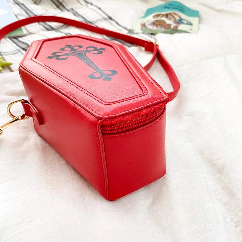 Gothic Coffin Crossbody Bag Halloween Small Purse