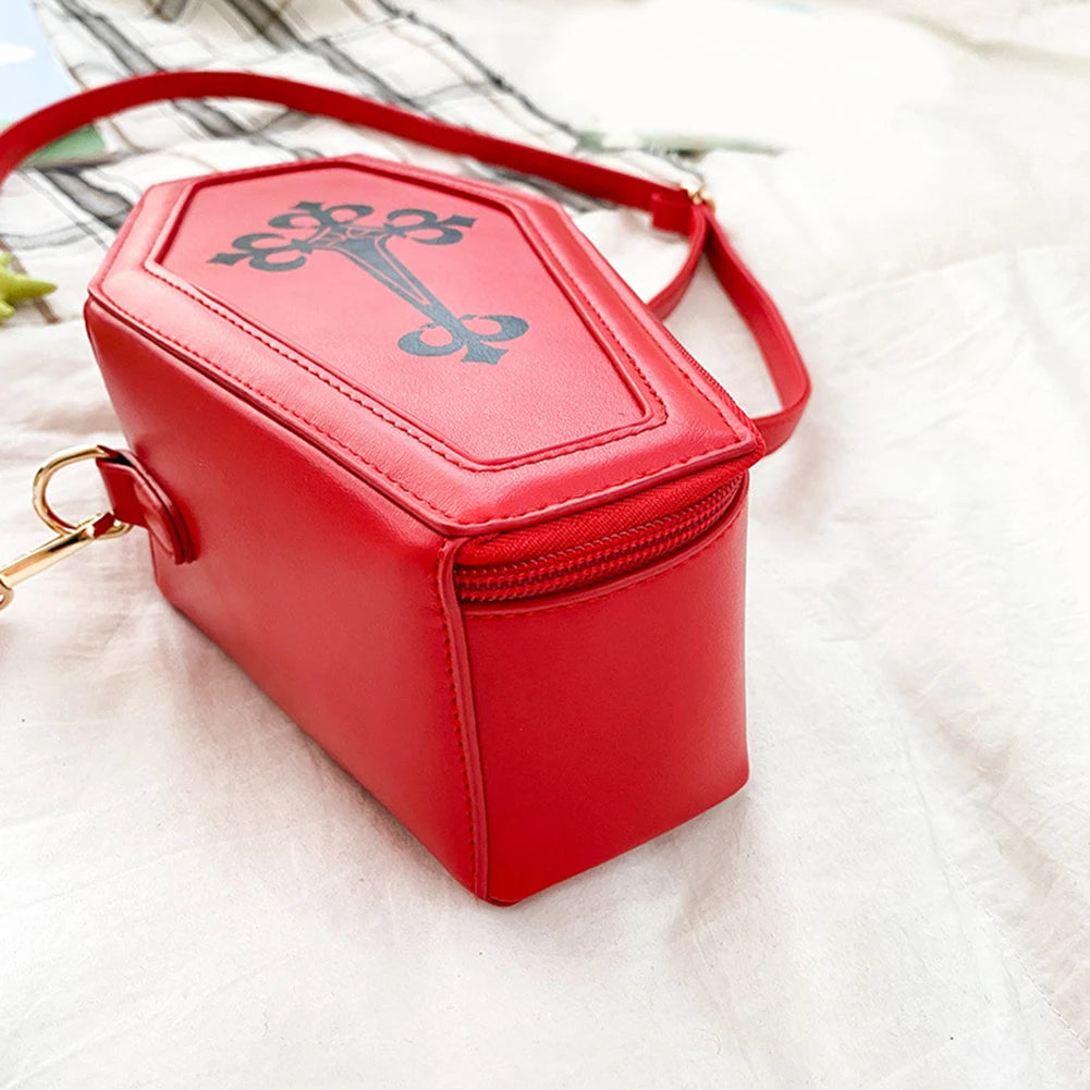 Gothic Crossbody Coffin Shape Bag for Halloween Theme Party