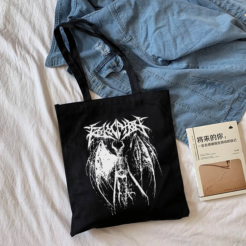 Gothic Devil Canvas Bag Casual Punk Large Capacity Ulzzang Harajuku Shopper Bag
