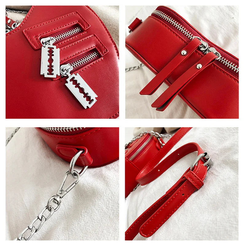 Gothic Heart Blade Crossbody Bag with Chain - Shoulder Purses Handbags