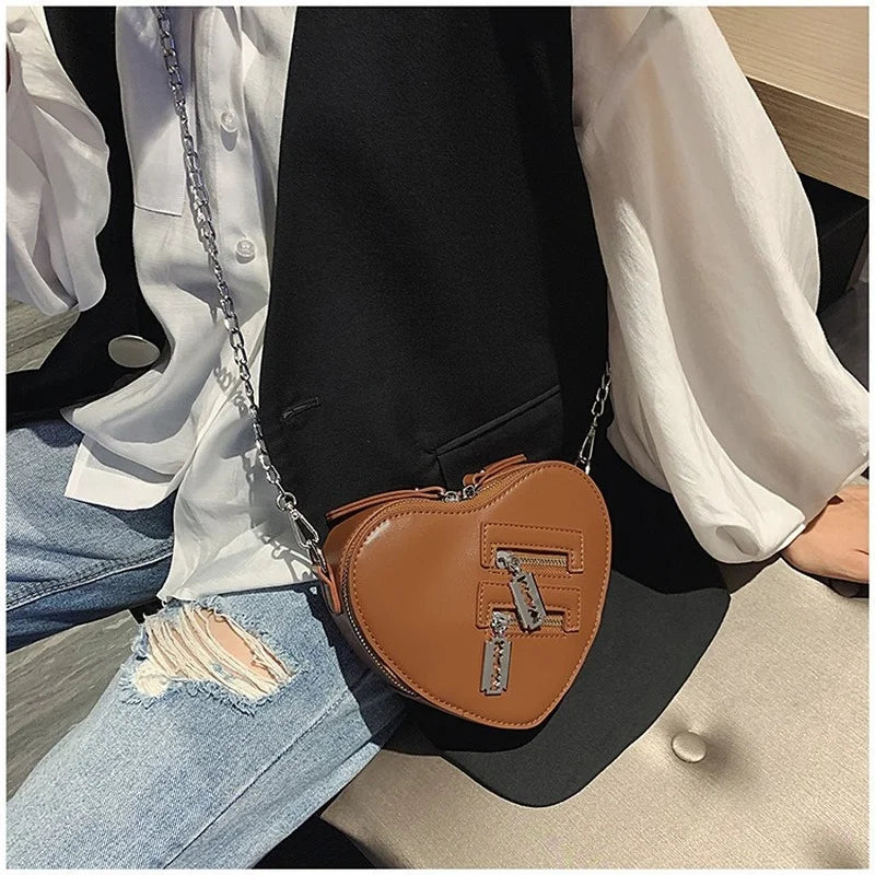 Gothic Heart Blade Crossbody Bag with Chain - Shoulder Purses Handbags