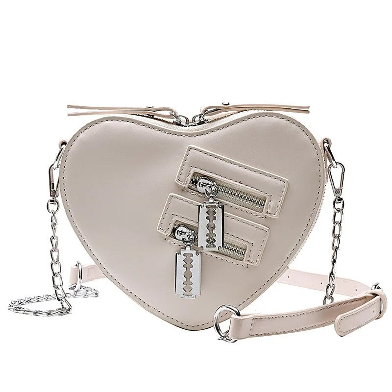 Gothic Heart Blade Crossbody Bag with Chain - Shoulder Purses Handbags
