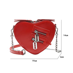 Gothic Heart Blade Crossbody Bag with Chain - Shoulder Purses Handbags