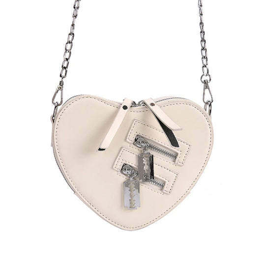 Gothic Heart Shape Blade Zipper Crossbody Bag