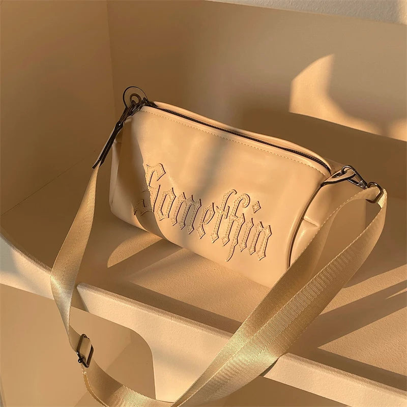 Gothic Letter Bucket Shoulder Bag for Women