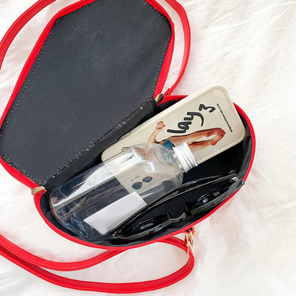 Gothic Crossbody Coffin Shape Handbag for Halloween Party