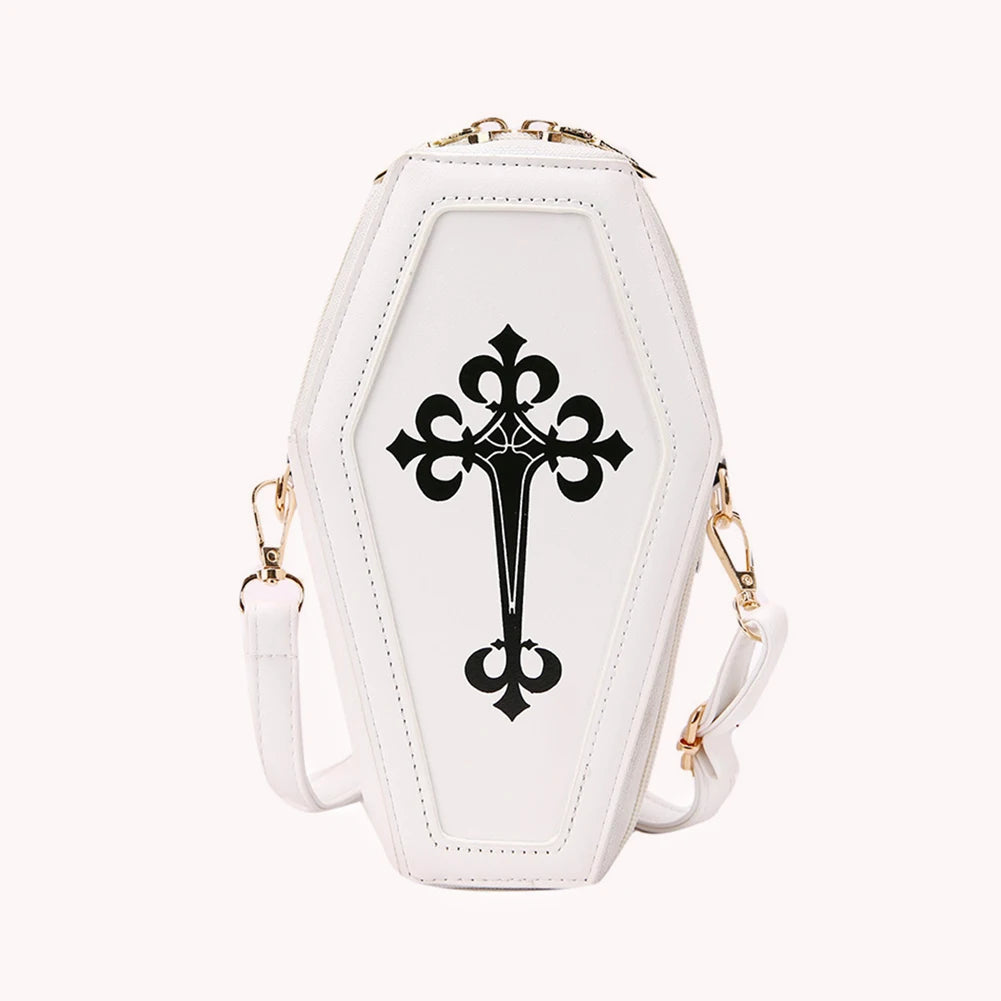 Gothic Crossbody Coffin Shape Handbag for Halloween Party