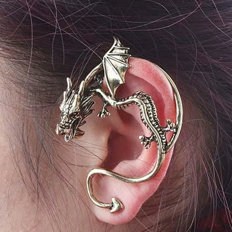 Gothic Punk Dragon Ear Cuffs Luminous Clip On Earrings