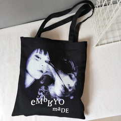 Gothic Horror Face Print Canvas Shoulder Bag
