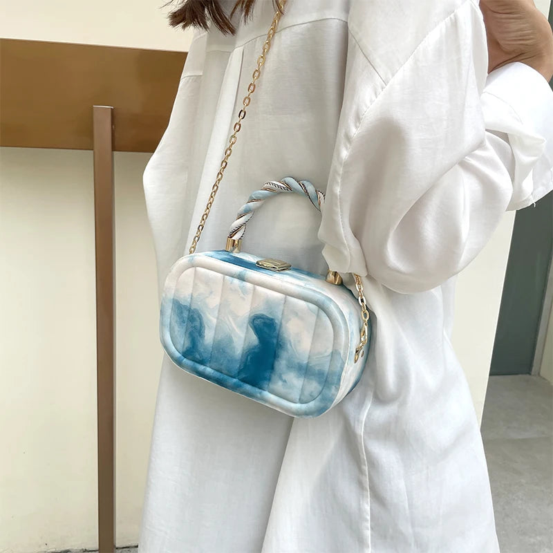 Gradient Box Party Clutch Handbag Chain Shoulder Bag Crossbody Wedding