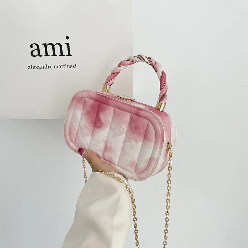 Gradient Box Party Clutch Handbag Chain Shoulder Bag Crossbody Wedding