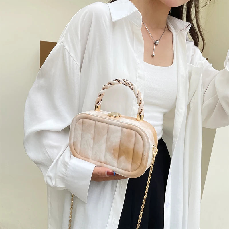 Gradient Box Party Clutch Handbag Chain Shoulder Bag Crossbody Wedding