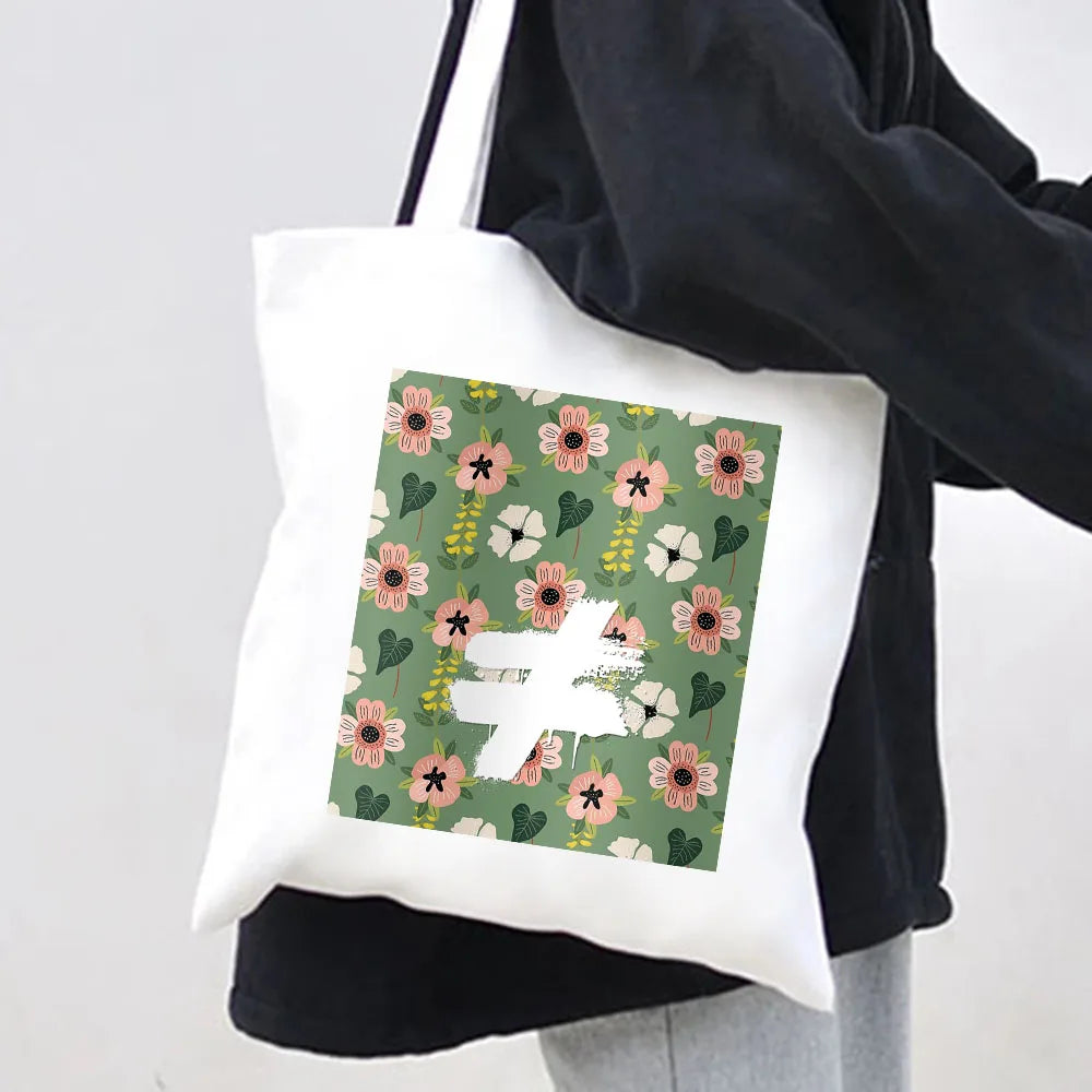 Abstract Floral Smiley Face Women Canvas Shoulder Bag