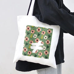 Abstract Floral Smiley Face Women Canvas Shoulder Bag